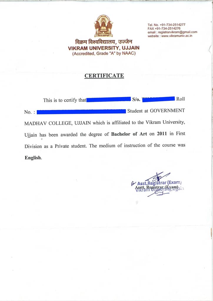 Vikram University MoI